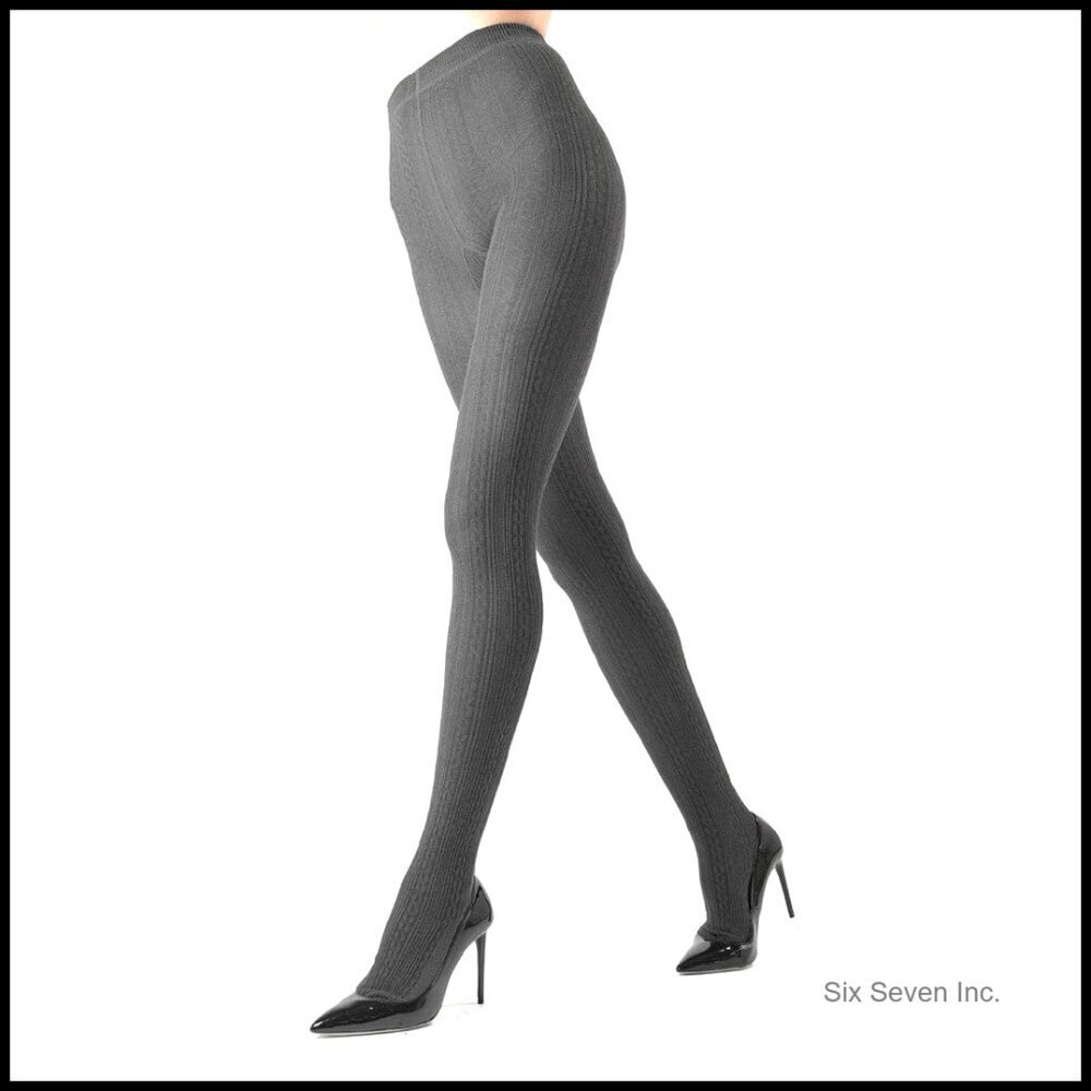 Cozy Cable Knit Sweater Tights Warm Winter Leggings Classic Textured Pattern